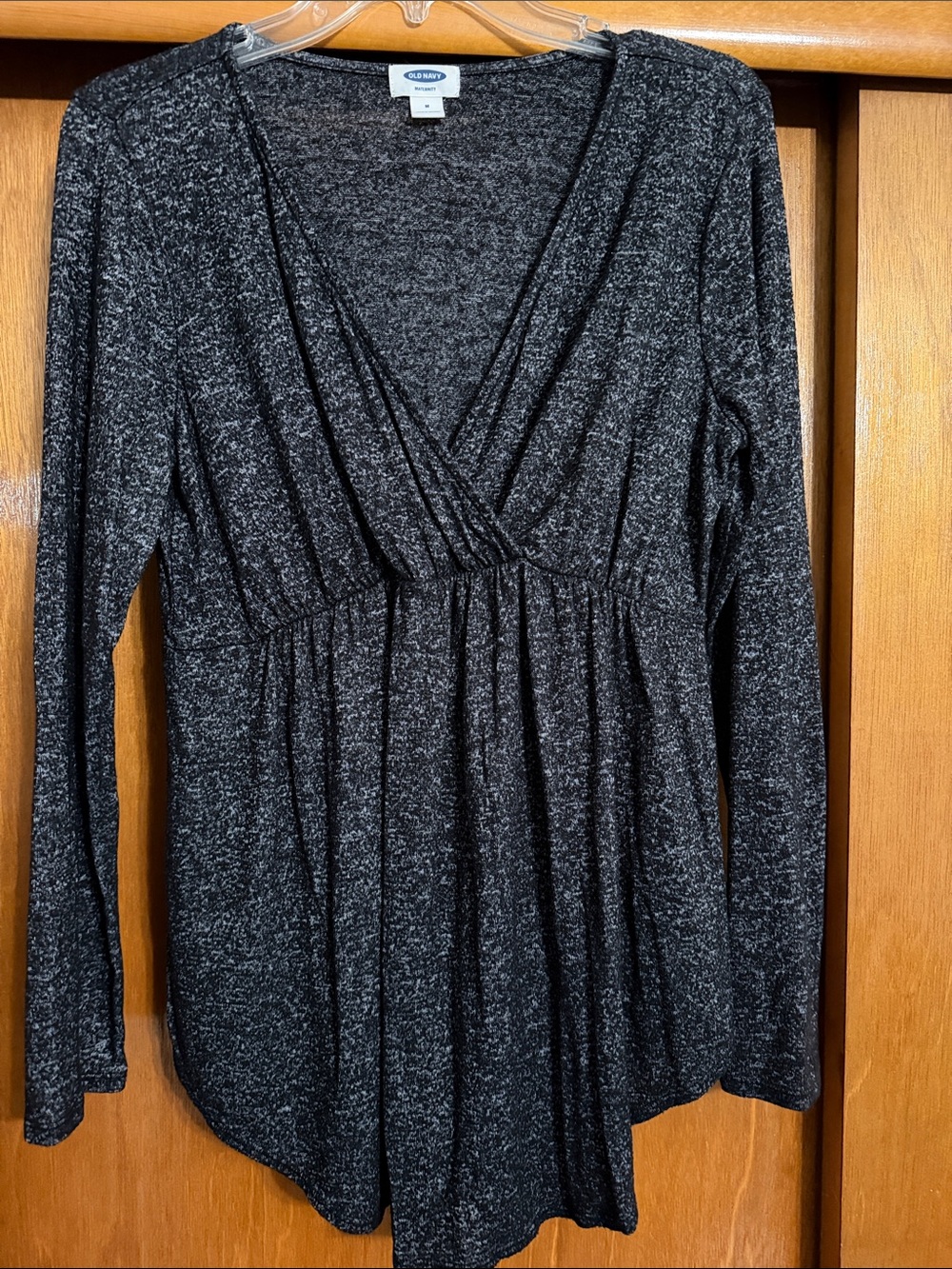 Old Navy Charcoal Heather Surplice V-Neck Long Sleeve Top Medium
